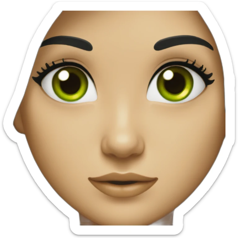 A girl with long black hair and a green dress with green eyes  sticker