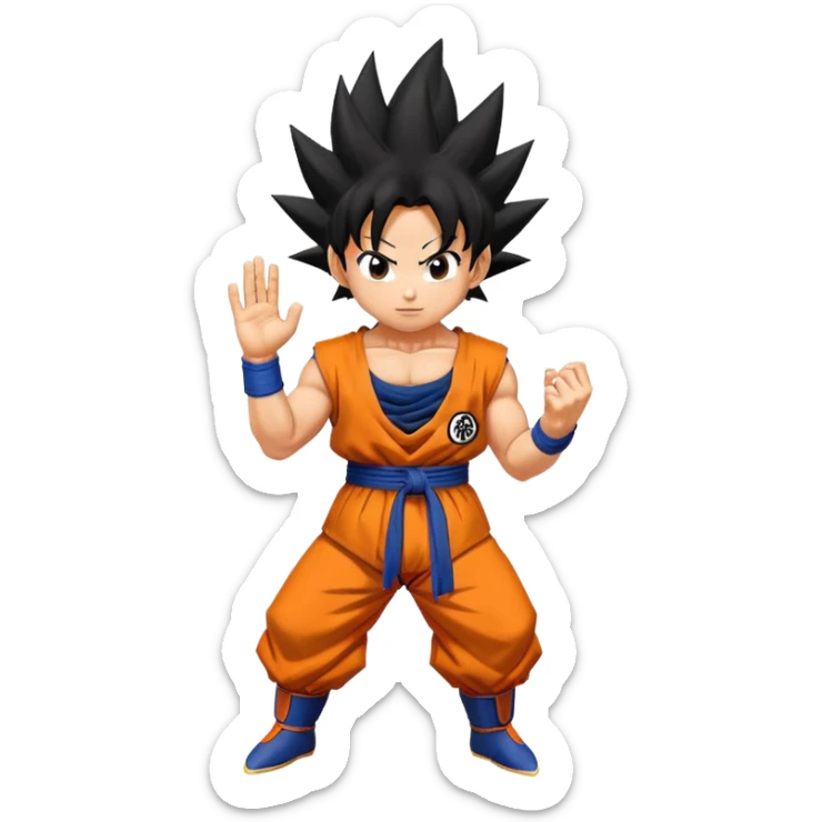 Goku from Dragon Ball Z with spiky black hair and orange gi sticker