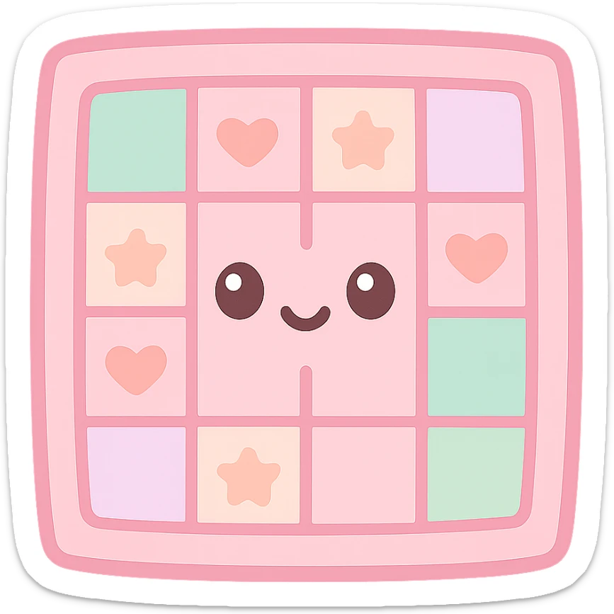 Amish quilt, kawaii style, emoji aesthetic, cute and simple, soft pink color palette, no text sticker