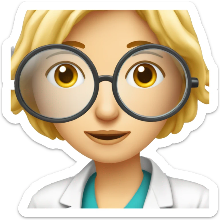 Dessine moi une image d'un docteur femme en train de regarder dans une loupe sticker