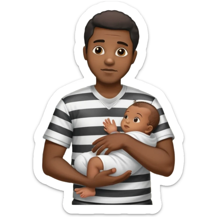 black man in jail with a baby and baby oil in his hands  sticker
