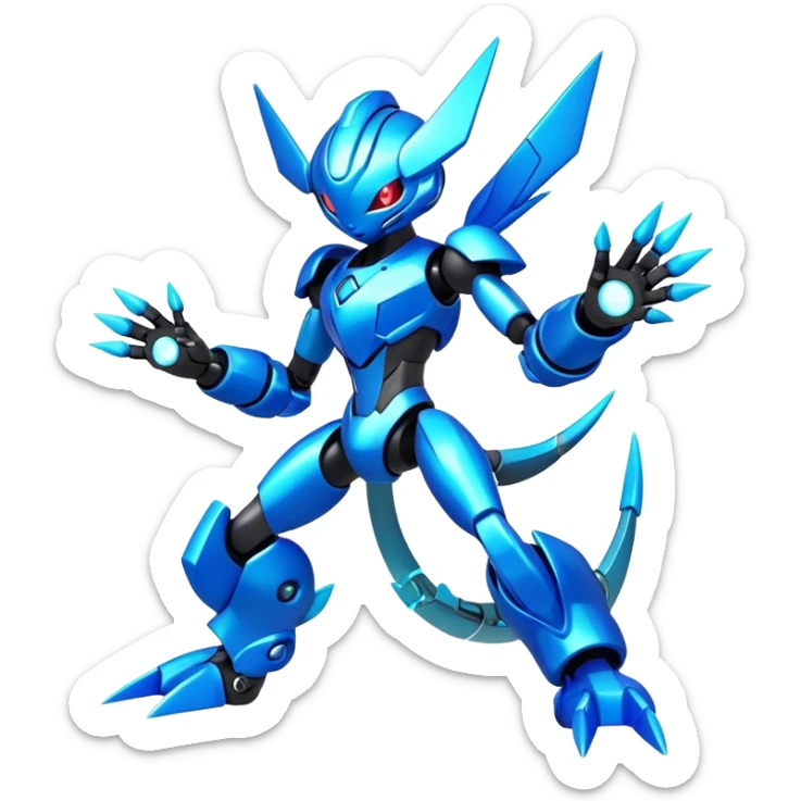 Shiny Futuristic Fakemon-Pokemon-Digimon-Spectrobes-fusion, full body sticker