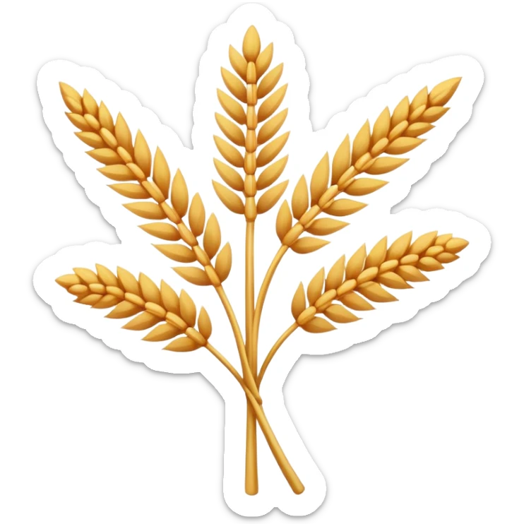 Minimalist emoji-style icon representing celiac disease: a golden wheat stalk with a bold red ‘no’ cross on top, flat design, clean lines, simple shapes, high contrast, centered on a transparent or white background, friendly but clear medical symbol, vector-style, smooth edges. sticker