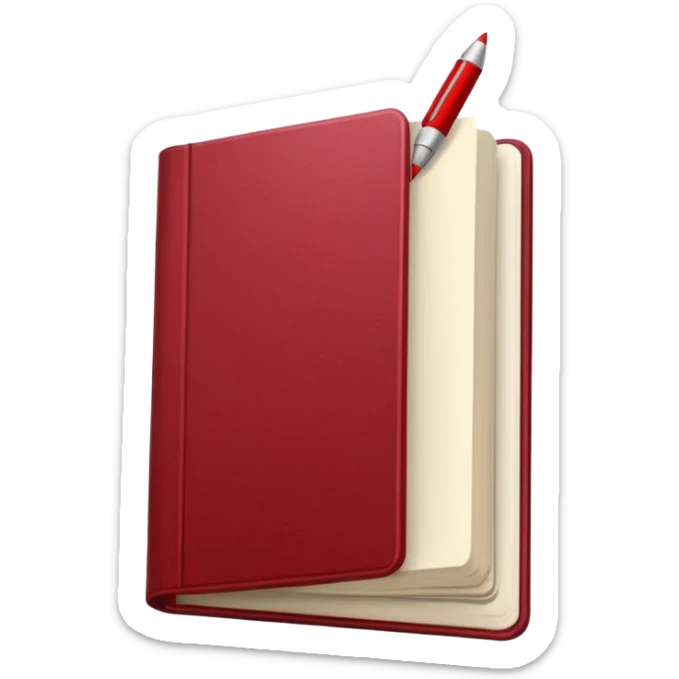 HAZ UN planificador de lista de objetivos en color vinotinto/rojo carmesí brillante, con hojas de cuaderno blancas (no agregues frutas ni nada de eso) https://imgproxy.attic.sh/insecure/f:png/plain/https://attic.sh/z0hvfdddapmiax935oa389bq0wzk  sticker