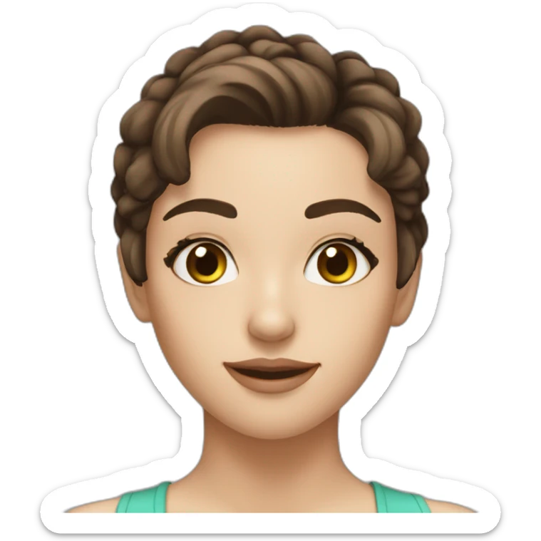 Attractive girl with short brown hair and hazel eyes and long eyelashes sticker