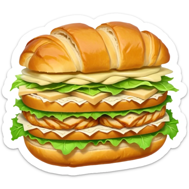 Croissant chicken and Cesar salad sandwich emoji. One layer of chicken and one layer of Cesar lettuce that’s it  sticker