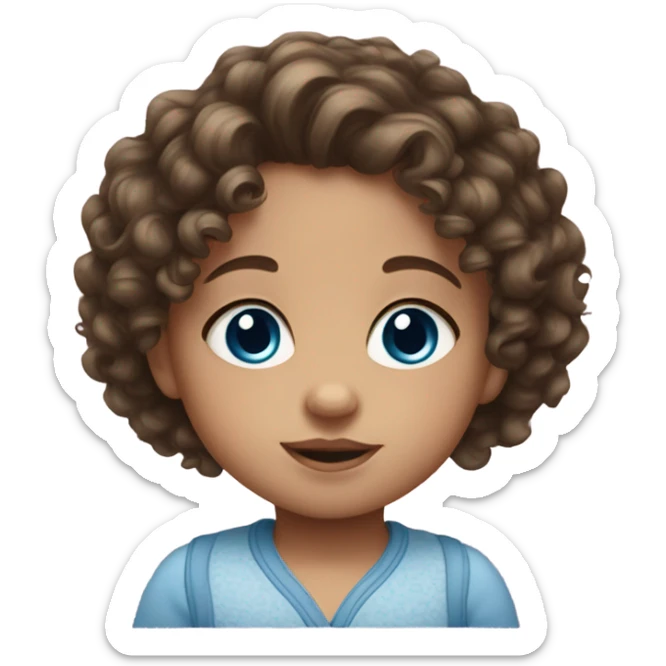 Little baby girl brunette with curly hair and blue eyes sticker