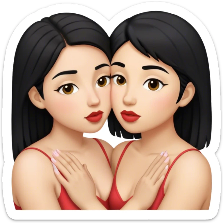 lesbian couple holding and kissing . black hair sticker