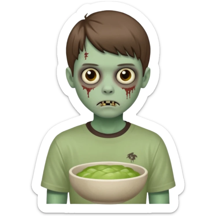 Garoto zumbi com camisa alternativa cabelo castanho quase tijelinha mas não tijelinha sticker
