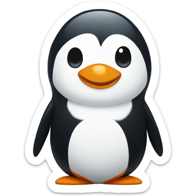 Avatar de pingüino estilo Pixar, sonriendo con el ala tapándose la boca. Fondo simple de color sólido. sticker
