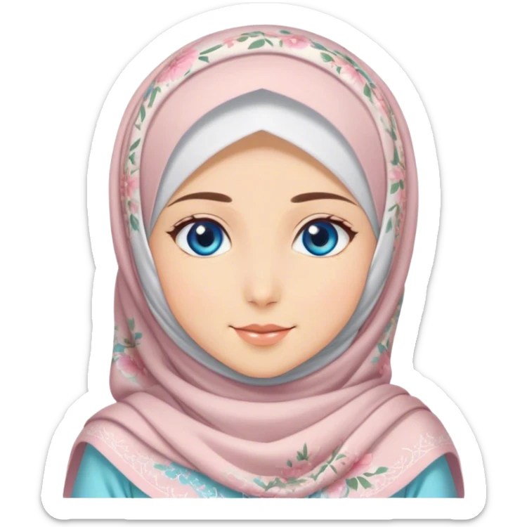 Turkish beautiful finish Konya girl blue eyes with hijab and blooming dress sticker