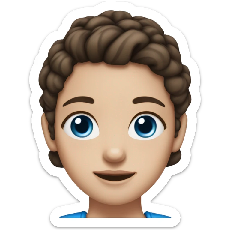 brunette girl with blue eyes, fair skin, light freckles, and three ear piercings sticker