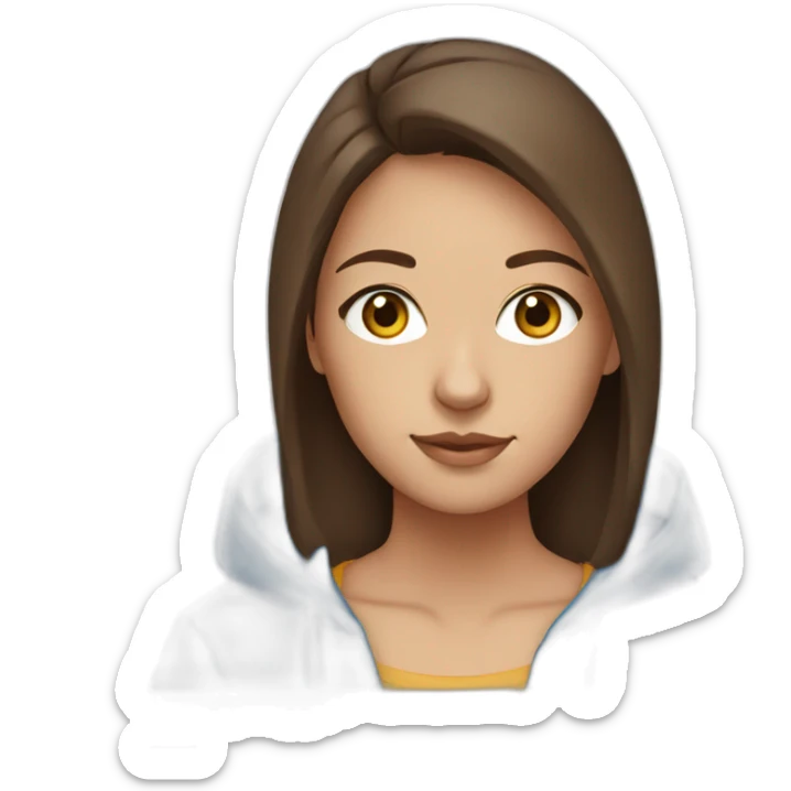 Girl with brown hair, brown eyes blue hoodie sticker