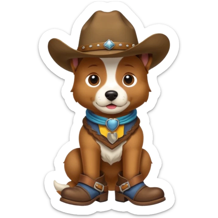 Dog dog dog dog cowboy sticker