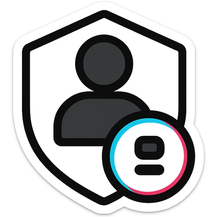 Minimalist Discord role icon featuring TikTok's color palette black white cyan and pink, abstract and sleek, for Discord roles sticker
