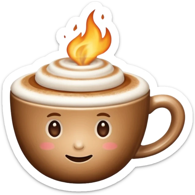 Genera un emoji di un cappuccino senza sorriso con un solo manico senza fiamma sopra sticker
