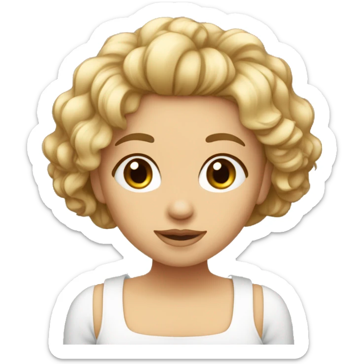 Fille aux cheveux courts et blanc qui fait un bisous sticker