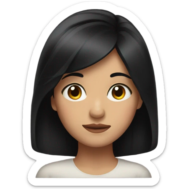 girl with black hair giving a side eye with half of her face  sticker