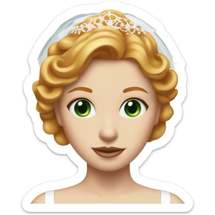 Strawberry blonde girl with a green eye and a blue eye as a bride sticker