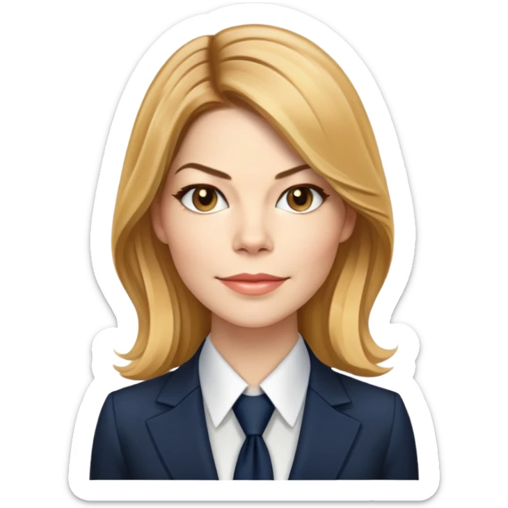Michelle Monaghan with honey blonde hair as CEO in business attire sticker