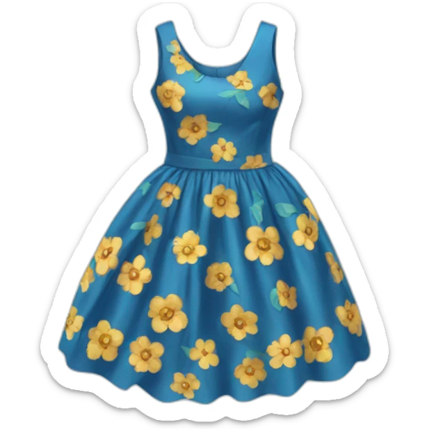 Blue dress with flowers sticker