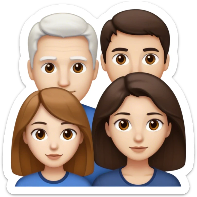 a couple where the man has white skin and brown eyes and light brown hair and a wider nose and a woman with medium skin and dark hair and dark eyes sticker