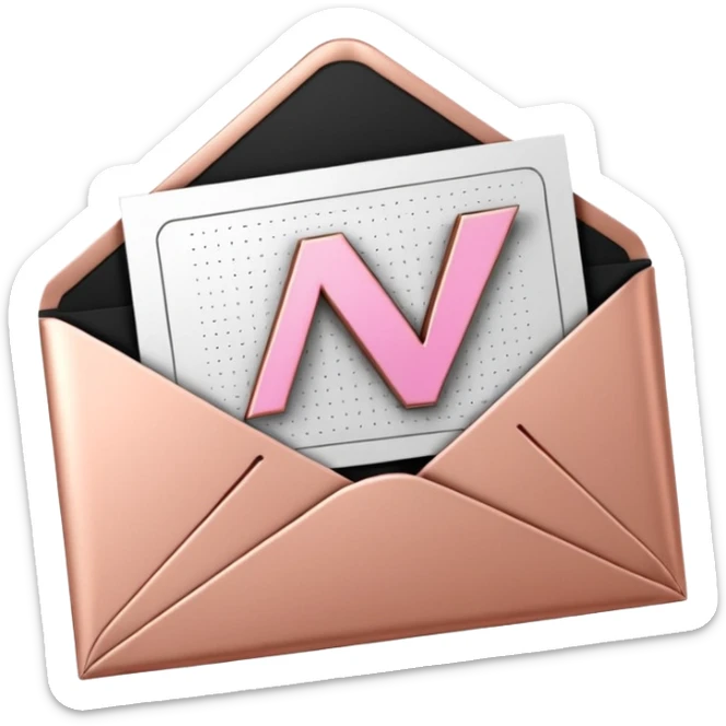 Icône 3D d’une enveloppe ouverte avec carte “NEWS”, style gravure cuivre + stippling, noir pur sur blanc pur (hachures/pointillisme uniquement), éclairage dramatique avec rayons et une micro-touche rose #fbcfe8 sur la lueur, sans aucun texte/typo ni gris/sépia/flou/bruit/cadre. sticker