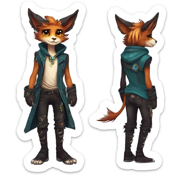 Cool cute Kawaii edgy fantasy shiny animal  fursona Fionbri vernid by griffsnuff & LiLaiRa & Falvie full body sticker