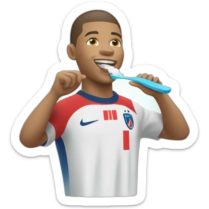 kylian mbappe, brushing teeth sticker
