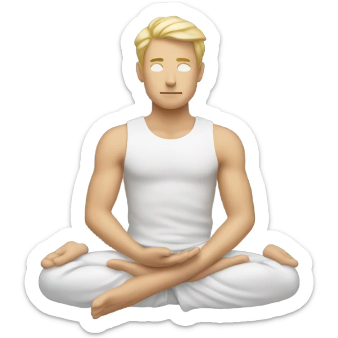 A man with blonde hair practicing yoga in the lotus pose, radiating serenity and focus sticker