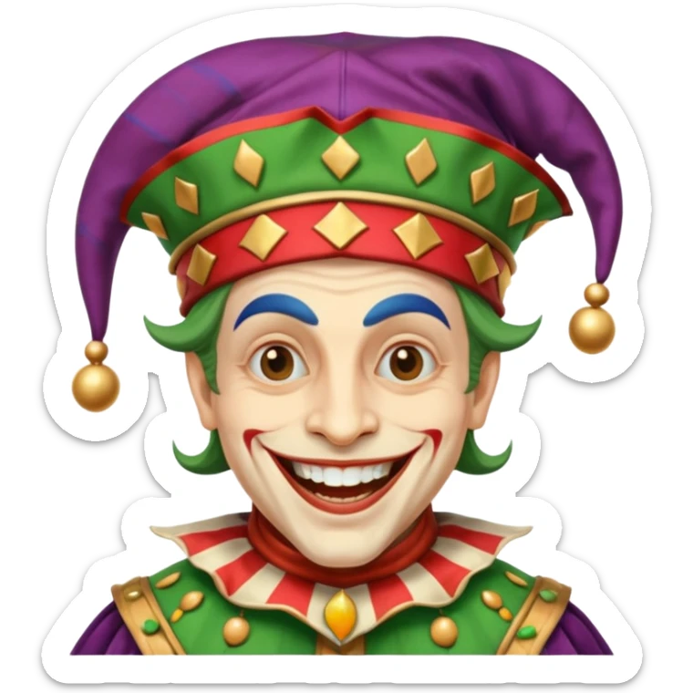 crazy colorful human jolly joker, medieval, vintage, court jester sticker