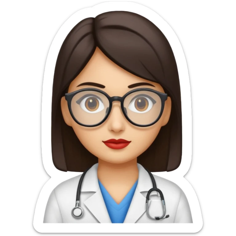 una enfermera escolar con gafas llamativas y un moño pequeño, morena sticker