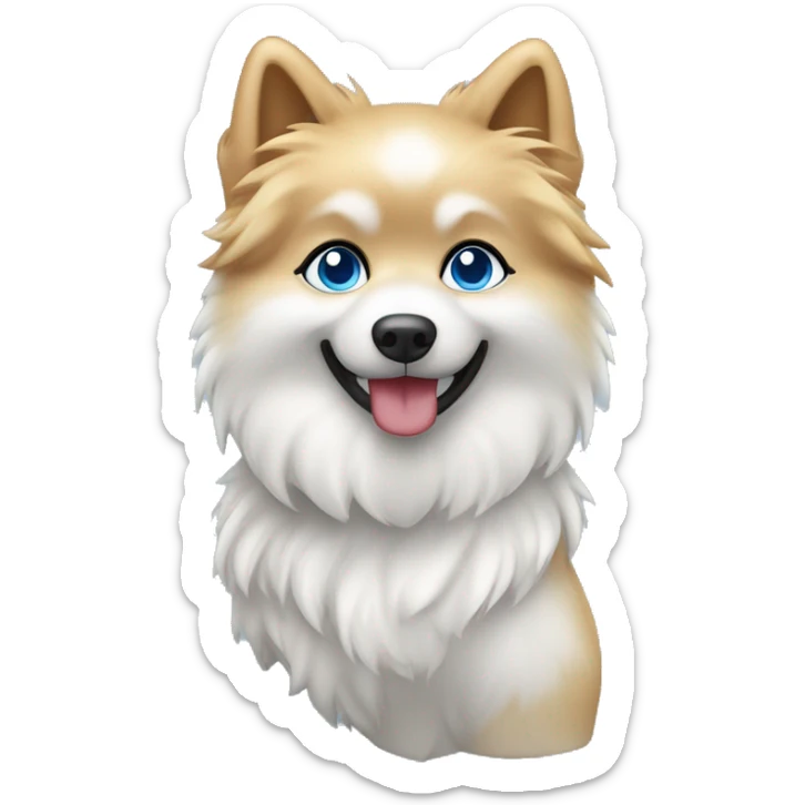 Weißer spitz auf dem Arm von Mädchen mit blonden Haaren und blauen Augen sticker