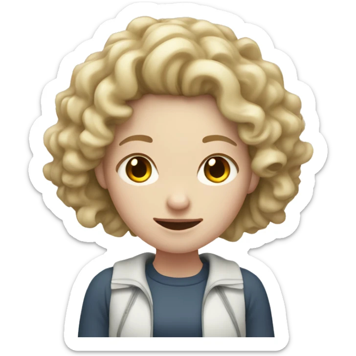 Pale skin female with curly hair having knee pain  sticker