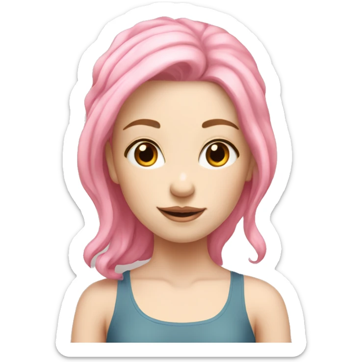 yoga but girl with pink hair and pale skin sticker