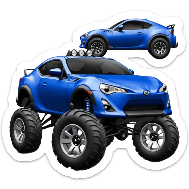 Ultramarine 2013 Off road blacked-out 4wd monster truck style scion fr-s with silver wheels  sticker