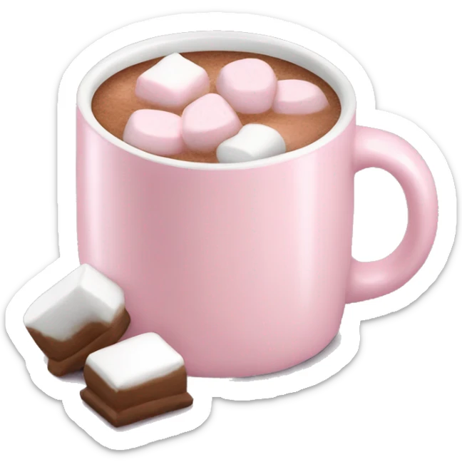 Light Pink mug of hot chocolate with marshmallows  sticker