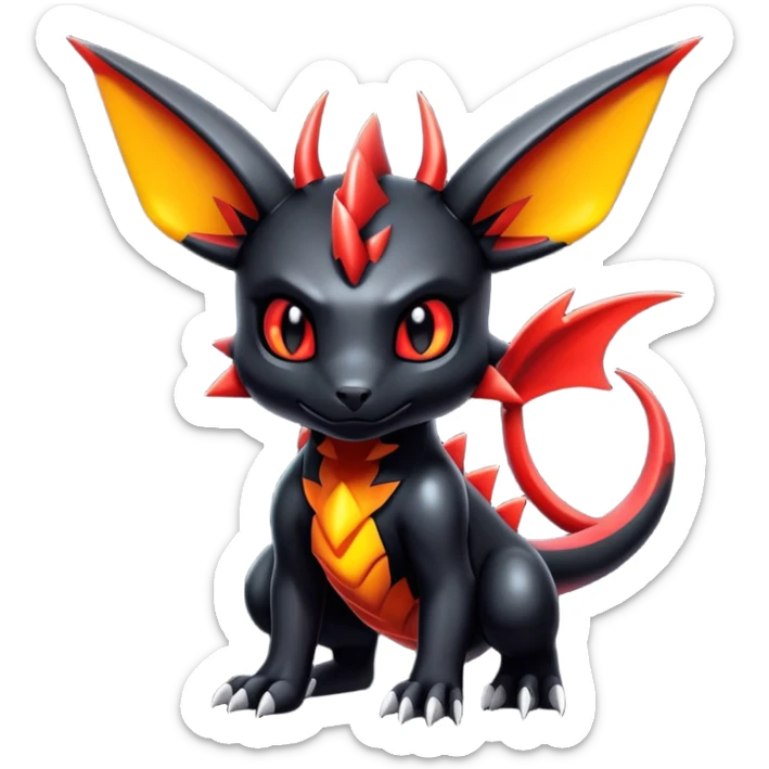 Shiny Badass Gothic Modern Futuristic Cute Guilmon-Umbreon-Salandit-hybrid sticker