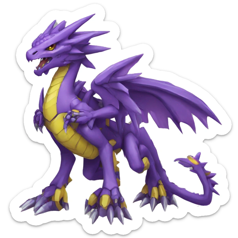  Edgy Purple Yellow Digimon-Fakemon-Reptile-Dragon-Mecha full body sticker