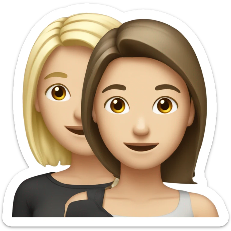 Happy Brunette hair friend and a blonde hair friend  sticker