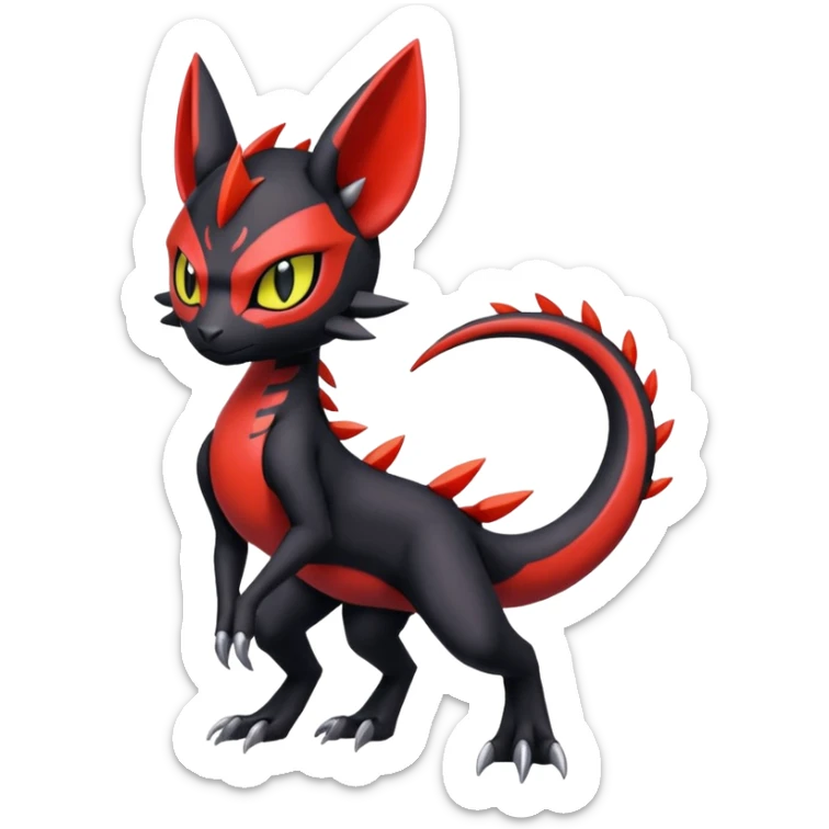 Colorful Cool Badass  Meloetta-Litten-Salandit-Guilmon-Darkrai-Pokémon-Fakémon-fusion-hybrid-creature sticker