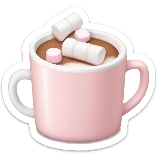 Light Pink mug of hot chocolate with marshmallows  sticker