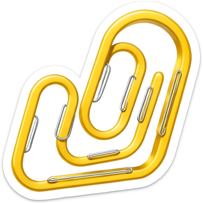 The emoji is a yellow paperclip positioned diagonally, with its two main loops clearly visible, suggesting the function of an attachment or a hyperlink. sticker