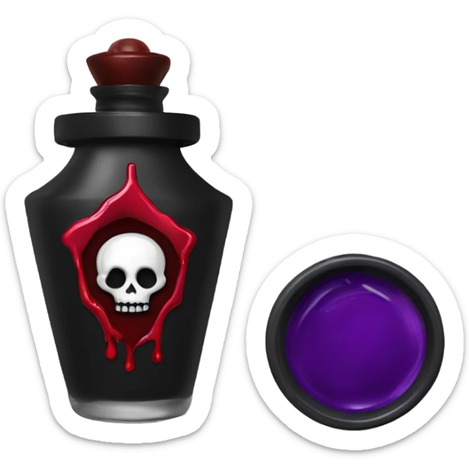 a stylish potion bottle with blood and a gothic lid, perfect for a vampire girl theme." sticker