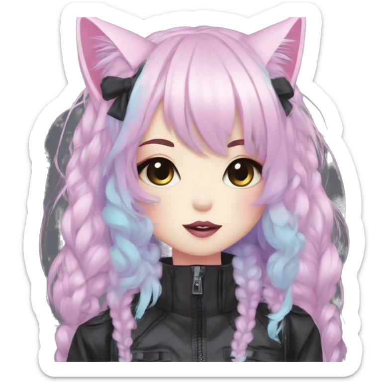 Edgy Kawaii Cute Cool Pastel Cartoon Beautiful Elegant Pretty Anime Punk Techwear Gothic Catgirl sticker