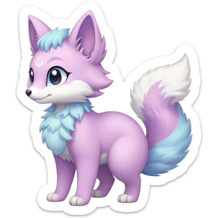 Kawaii bright fantasy ethereal anthro fursona Fakemon with tufted tail  sticker