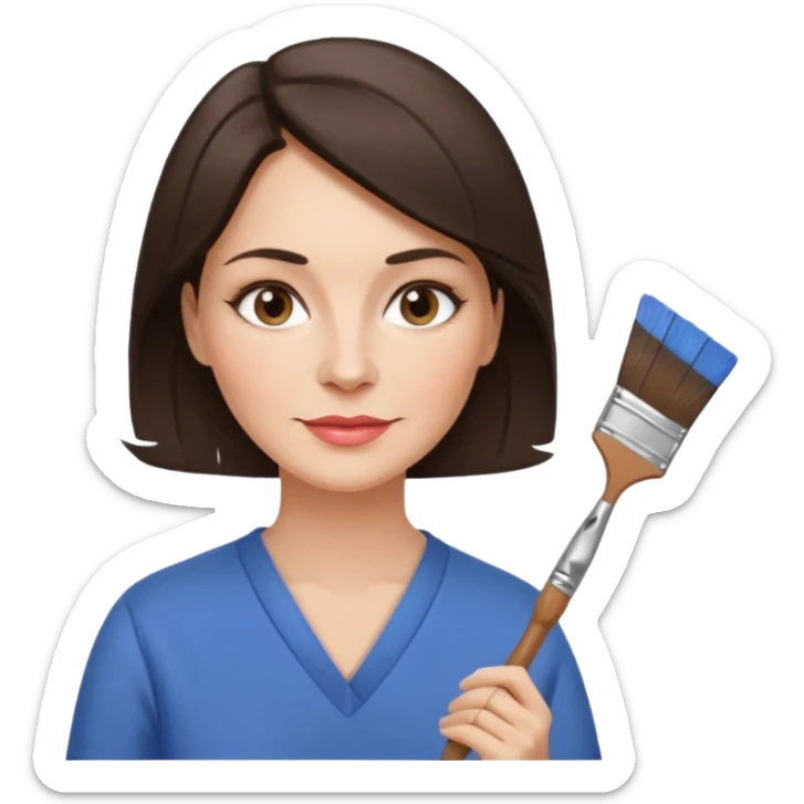 FEMME 45 ANS ET PLUS BRUNE ARTISTE PEINTRE AVEC UN PINCEAU sticker