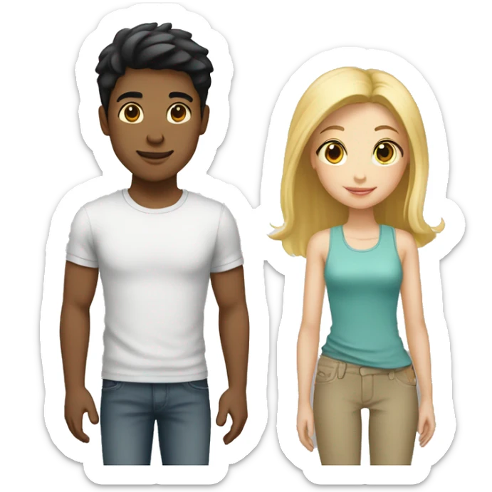 👫 but both girl and boy are tall, girl has black hair, boy is blonde sticker