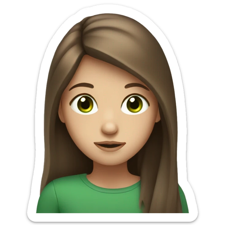 girl with long brown hair and green eyes sticker
