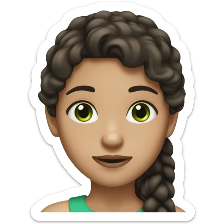 Girl with dark brown hair and green /blue heterohromia eyes  sticker
